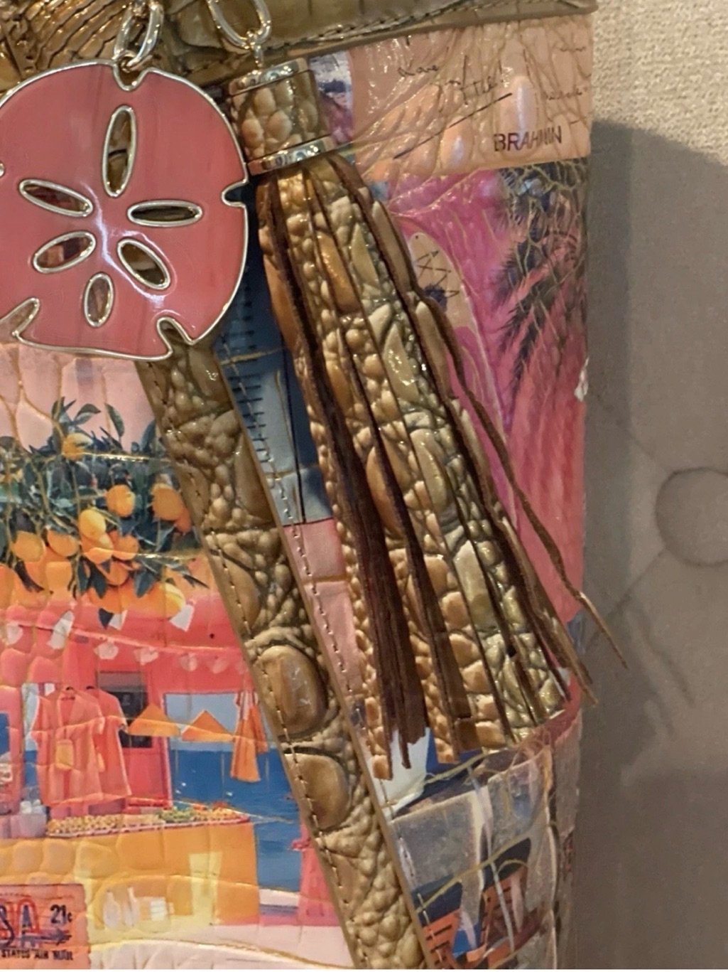 Brahmin Aliza Colorful Tote In Myrtos Multi Beach Travel Matching Cc Wallet Nwt — image 7 of 8